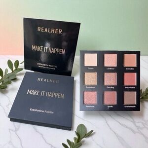 REALHER Make It Happen Eyeshadow Palette NWT 9 Shade Motivational Neutrals